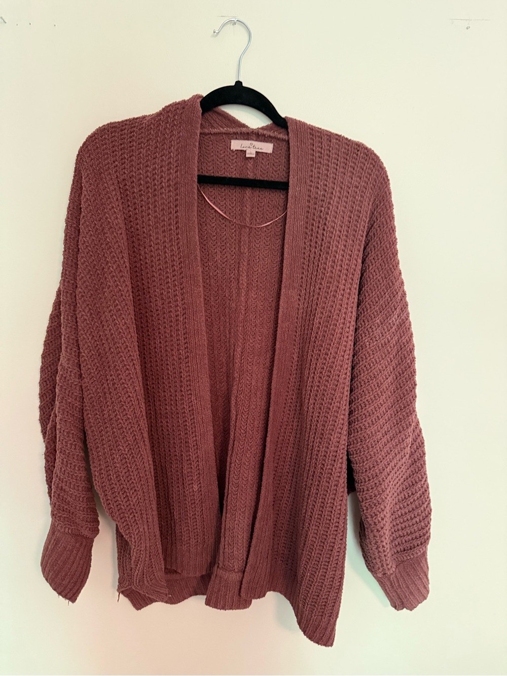 Love Tree Open-Front Chunky Cardigan - Dusty Mauve